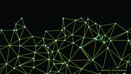 Futuristic neon low poly connecting structure background with dots and lines