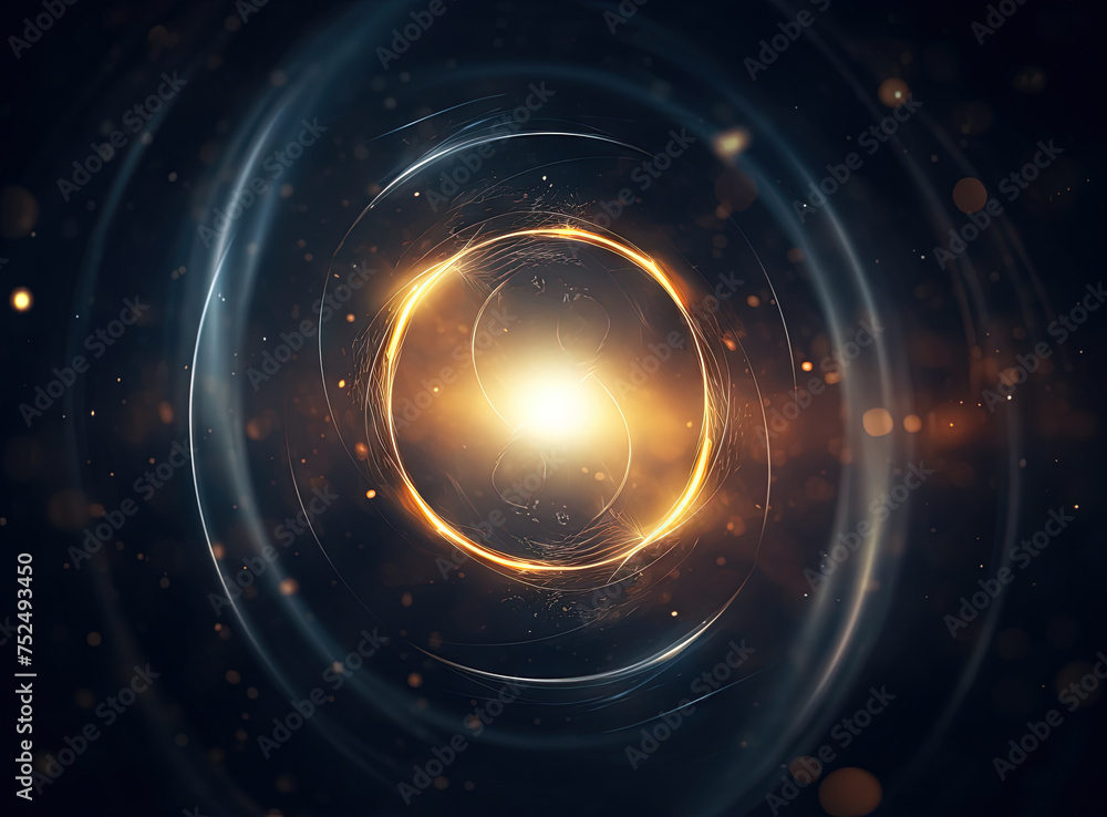 Aufkleber light flare in the dark space. abstract background with shiny lens glare effect.