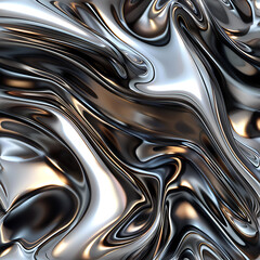 Liquid Folded Chrome Silver Repeating Pattern

