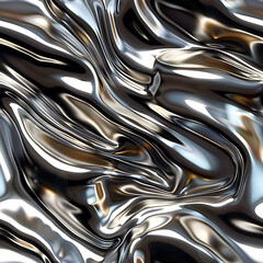 Liquid Folded Chrome Silver Repeating Pattern

