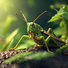Fototapeta premium grasshopper on a leaf