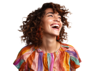Portrait shot of Young joyful Gay man with colorful lgbt dress isolated on transparent background, Gay transgender smile and posing with trendy lifestyle.