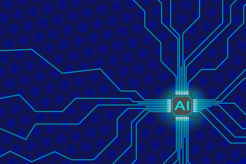 Illustration blue circuit board background. Abstract connected lines on blue background. 