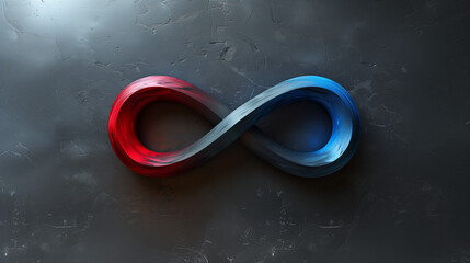 Infinity Symbol Painted in Red and Blue, Generative AI.