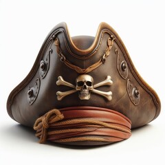 leather pirate hat on white

