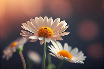 Fototapeten Beautiful daisy flowers copy space background. © Airobert