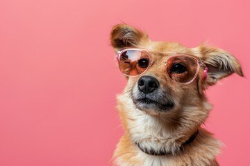 Trendy Tail-Wagger: Dog Wearing Sunglasses, AI Generative
