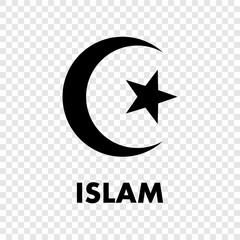 Symbol of Islam. Star and crescent, religion symbol. Islam symbol icon isolated on transparent background.