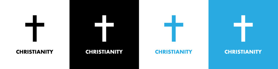 Christian cross vector symbol or icon. Christianity religion symbol