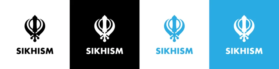 Fotobehang Khanda symbol. Religious symbol of Sikhism. Vector illustration. Black Khanda icon © Oleg