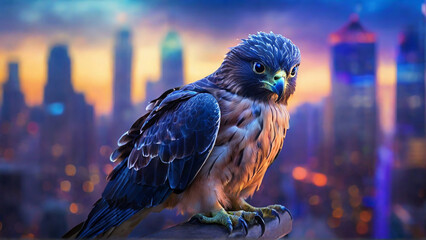 Ethereal Falcon in the Cityscape