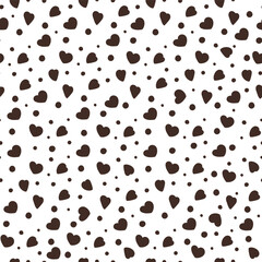 Hand drawn birthday background with hearts  Seamless pattern in doodle style.