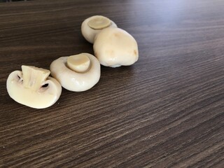 Delicious fresh Paris mushroom on the dining table, a delicious and exotic dish