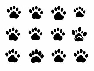 Fototapeta premium Paw icon vector illustration. paw print sign and symbol. dog or cat paw set collection