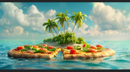 pizza in island  - obrazy, fototapety, plakaty