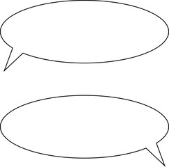 Set of blank white speech bubble in flat design, chatting box, message box icon. Balloon doodle style of thinking sign symbol. Speech bubble isolated on background.