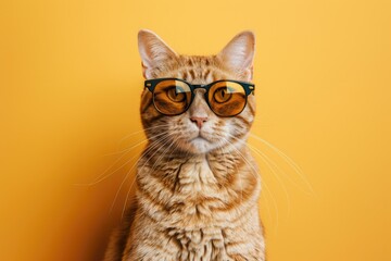 Trendy Tabby: Cat Wearing Sunglasses, AI Generative
