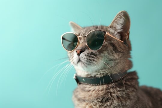 Trendy Tomcat: Cat in Sunglasses, AI Generative
