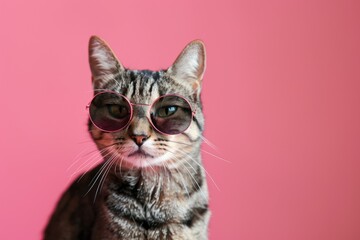 Fashionista Feline in Sunglasses, AI Generative
