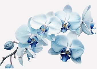 Blue orchid flower isolated on white background, watercolor illustration phalaenopsis for cards, wedding invitations, prints and posters, painting, wallpaper Generative AI