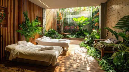 A botanical garden spa, where the essence of flowers and plants