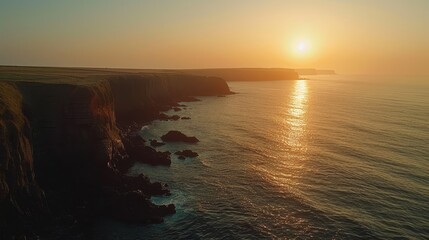 A breathtaking drone shot of the rugged coastline