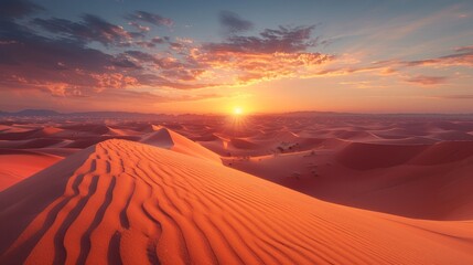 Fototapeta na wymiar A breathtaking sunrise over a vast desert landscape