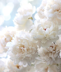 Beautiful fresh white peonies, close-up.	