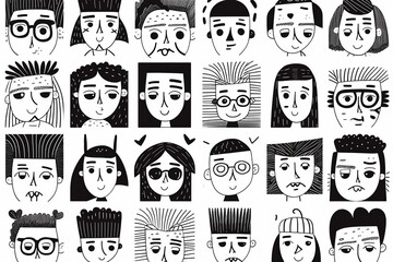 Big set of Various abstract People and cute creatures. Funny Characters, avatars. Different Icons. Hand drawn trendy Vector illustrations. Cartoon style. Flat design