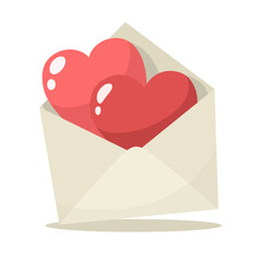 Envelope with hearts. Vector illustration for Valentine's Day.