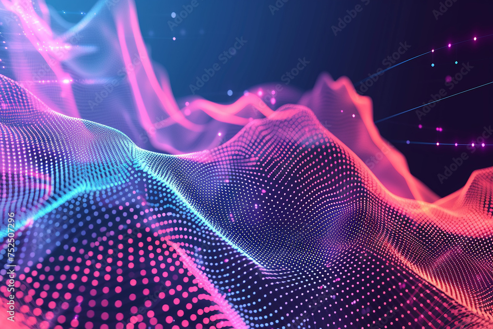Poster abstract waving particle technology connection background design. hi-tech futuristic modern techno b