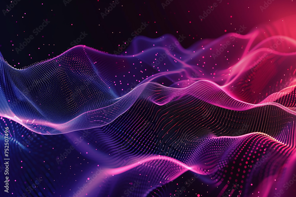Poster abstract waving particle technology connection background design. hi-tech futuristic modern techno b