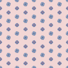 Classic Hand-drawn Floral Rosette Seamless Pattern - 752507619