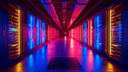 Fototapeta premium A cutting-edge data center humming with the power of cloud computing