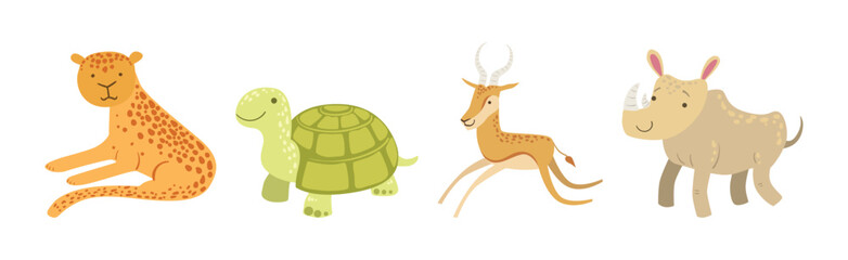 Wild African Animal and Zoo Beast Vector Set