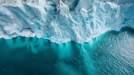 A drone captures the serene beauty of a glacier melting into the sea