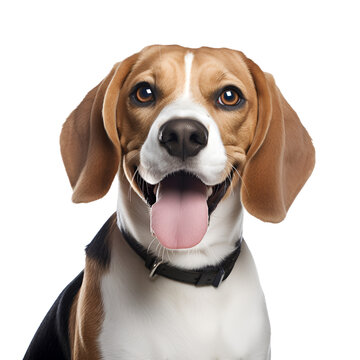 Close up Portrait of a Happy Beagle dog, Isolated on Transparent Background, PNG