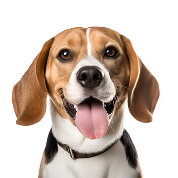 Close up of a Happy Beagle dog Portrait, Isolated on Transparent Background, PNG