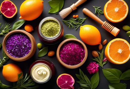 illustration, homemade crafting organic skincare products kitchen ingredients, beauty, natural, diy, handmade, cosmetics, recipes, nourishing, effective, pure, fresh,