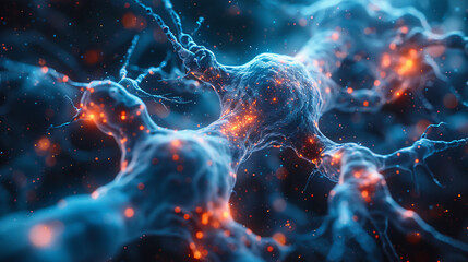 Neural connections mycelium background microscopic - obrazy, fototapety, plakaty