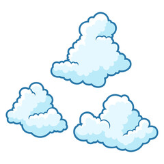 Collection of clouds. Cartoon cute image of sky.