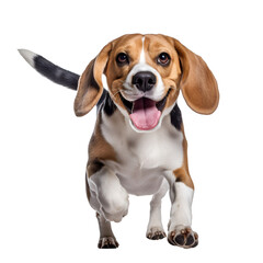 Joyful Beagle dog running and playing with full body, Isolated on Transparent Background, PNG