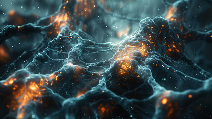 Neural connections mycelium background - obrazy, fototapety, plakaty