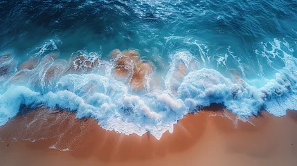 Foto op Canvas Ocean wave drone view of the beach. © Aki