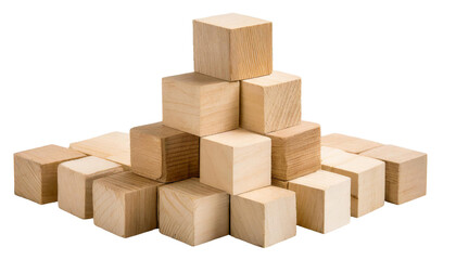 Fototapeta premium Wooden building blocks isolated on transparent background.