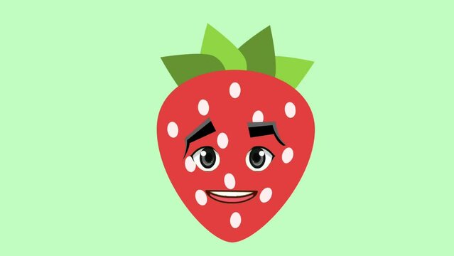 Abstract red apple fruit funny expression on white background. Citrus fruit expression. Motion fruit emoticon.  
