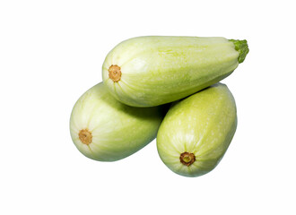  Zucchini or courgettes on white.
