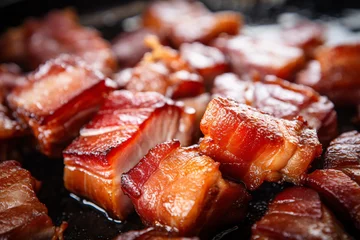 Fensteraufkleber Close up of grilled pork belly meat © Firn