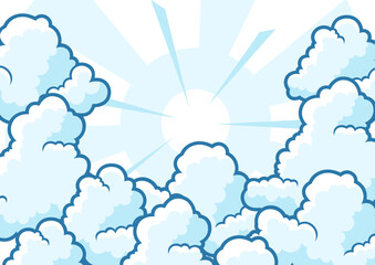 Background with clouds. Cartoon cute image of sky.