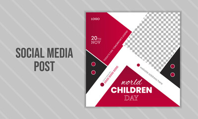 World Children's Day modern social media vector post design template.